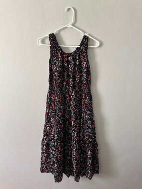 Black Floral Sleeveless Midi Dress